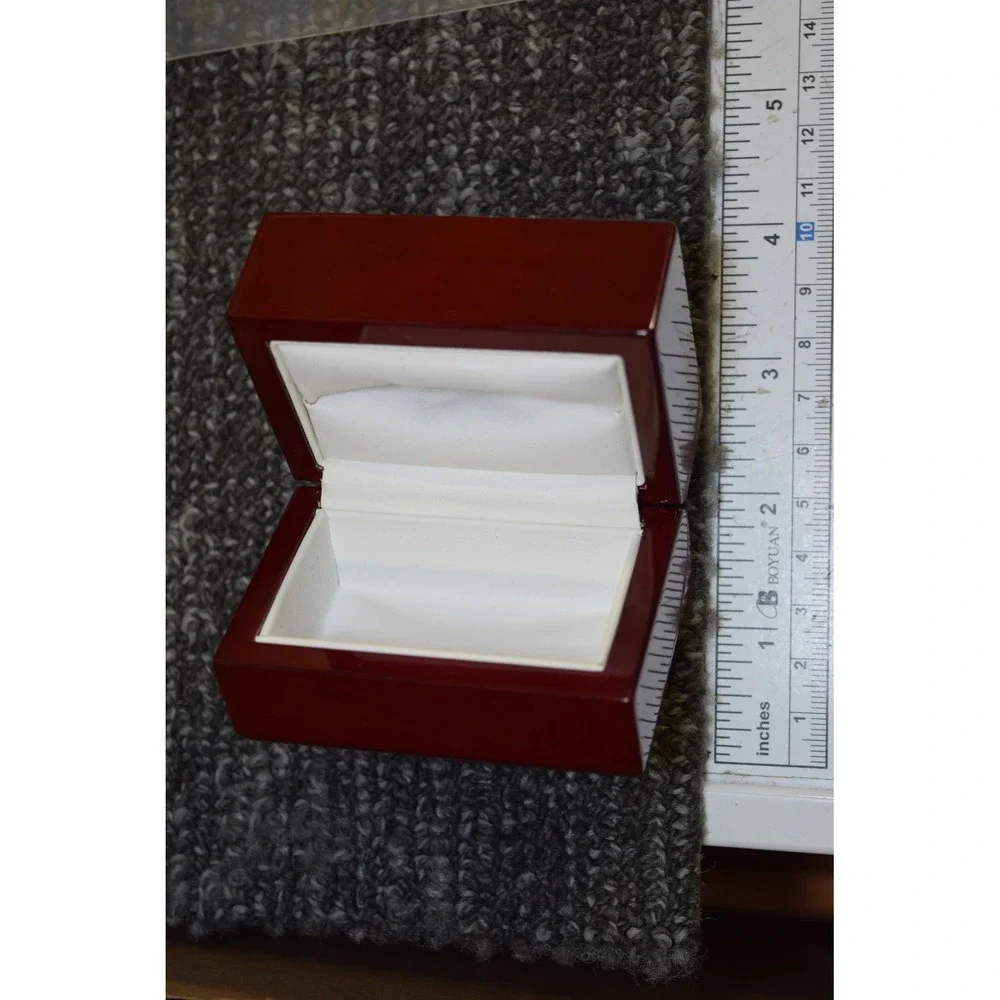 Deluxe Cherry Rosewood Ring Box Display Wood Wooden Jewelry Gift Box